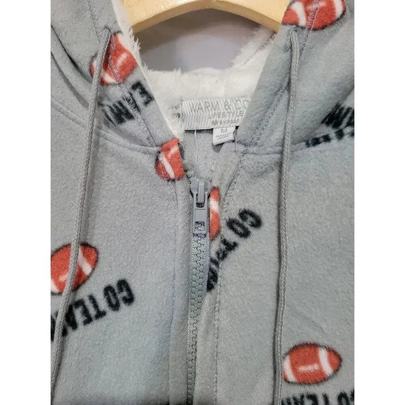 Warm & Cozy Lifestyle by Poof women's gray football onesie - medium pajamas - Picture 5 of 11